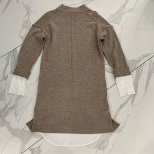 Brochu Walker Sweater Dress Sz Small Tan Layered Wool Cashmere Blend Long Sleeve